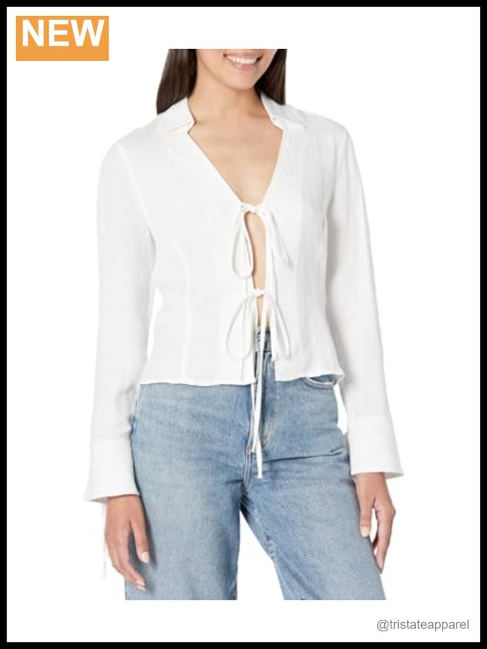Lace-Up Bell Sleeve Blouse, Oversized Fit